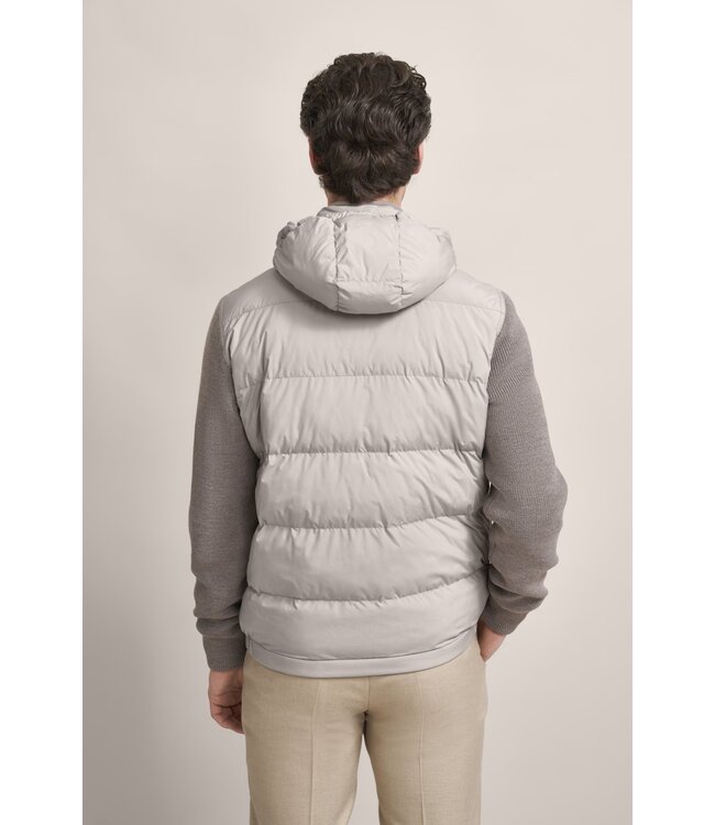 BUGATTI Stone Nylon Quilt with Knit Sleeves Detachable Hood