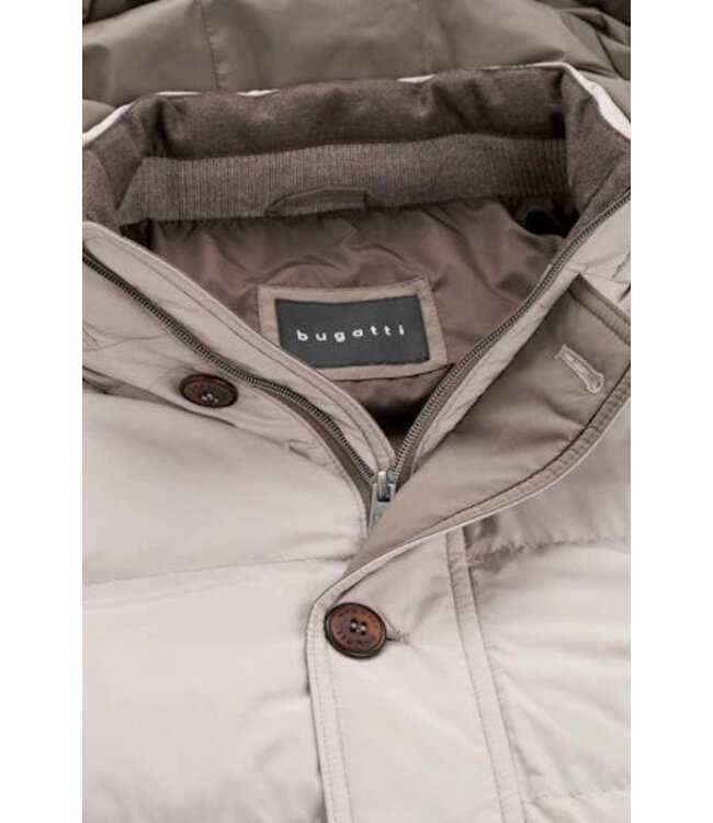 BUGATTI Stone Nylon Quilt with Knit Sleeves Detachable Hood