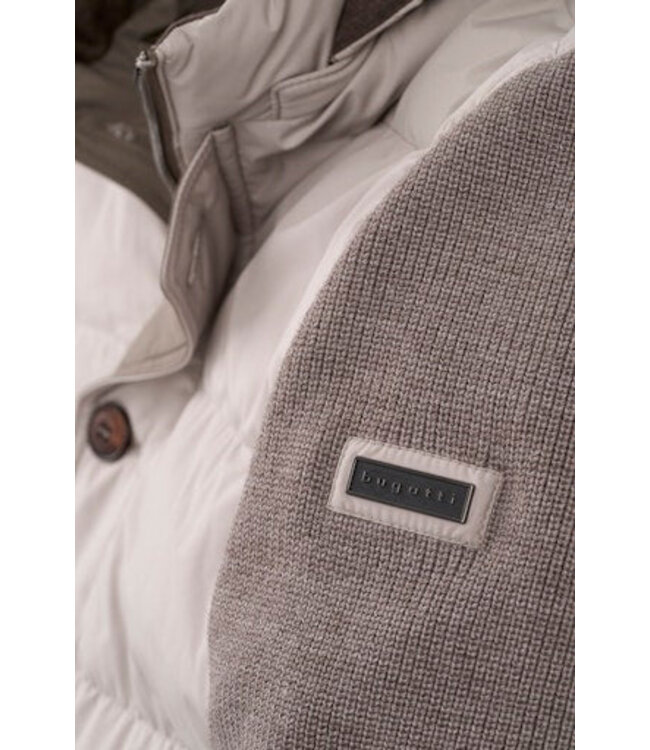 BUGATTI Quilt en nylon pierre avec manches en tricot Capuche détachable