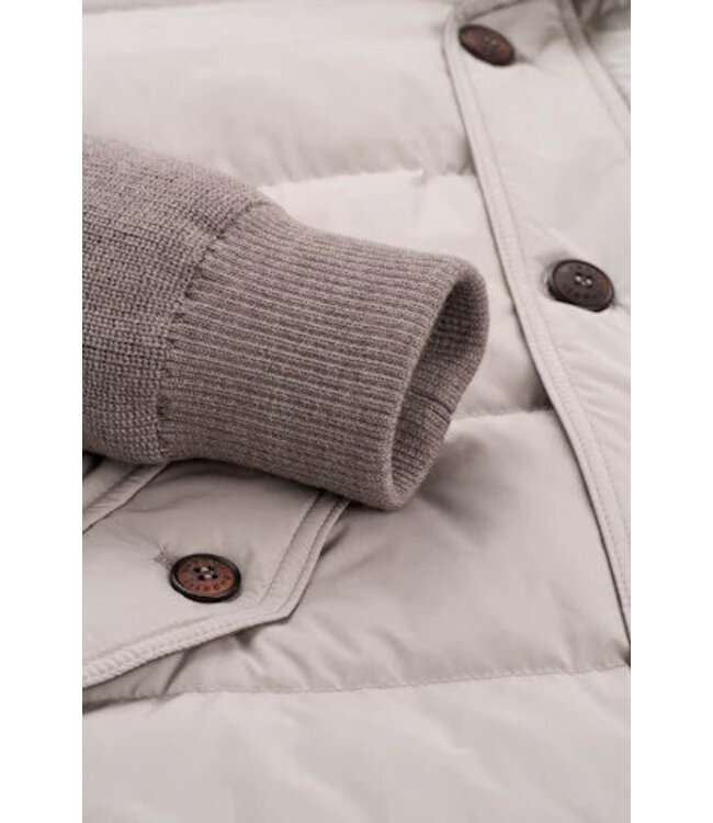 BUGATTI Stone Nylon Quilt with Knit Sleeves Detachable Hood