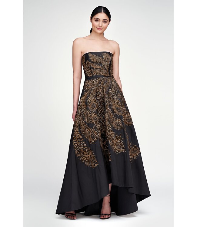 Theia Erica Feather Embroidered Gown