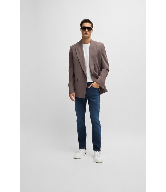 BOSS Slim-fit jeans in blue knitted stretch denim