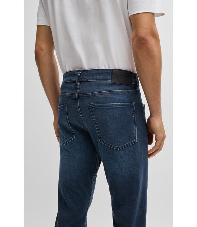 BOSS Slim-fit jeans in blue knitted stretch denim