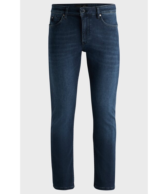 BOSS Slim-fit jeans in blue knitted stretch denim