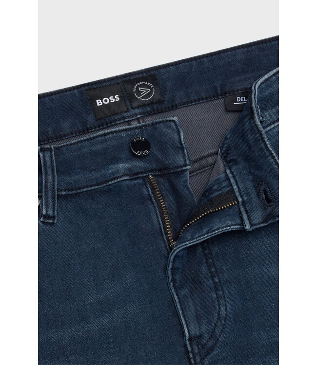 BOSS Slim-fit jeans in blue knitted stretch denim
