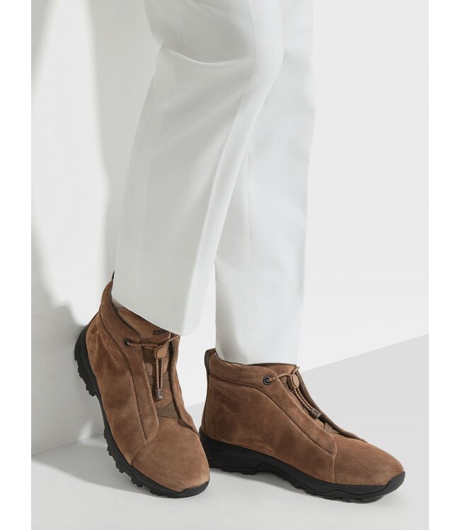 ZEGNA Bottes Triple Stitch™ Vetta en Veau Velours Marron