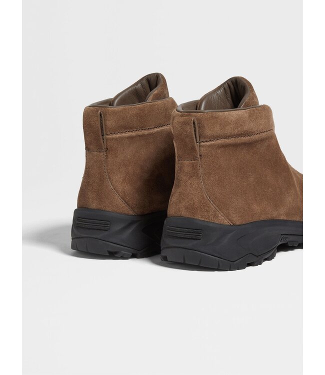 ZEGNA Bottes Triple Stitch™ Vetta en Veau Velours Marron