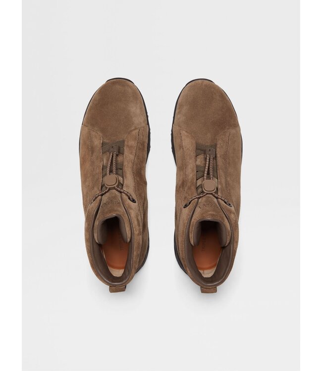 ZEGNA Bottes Triple Stitch™ Vetta en Veau Velours Marron