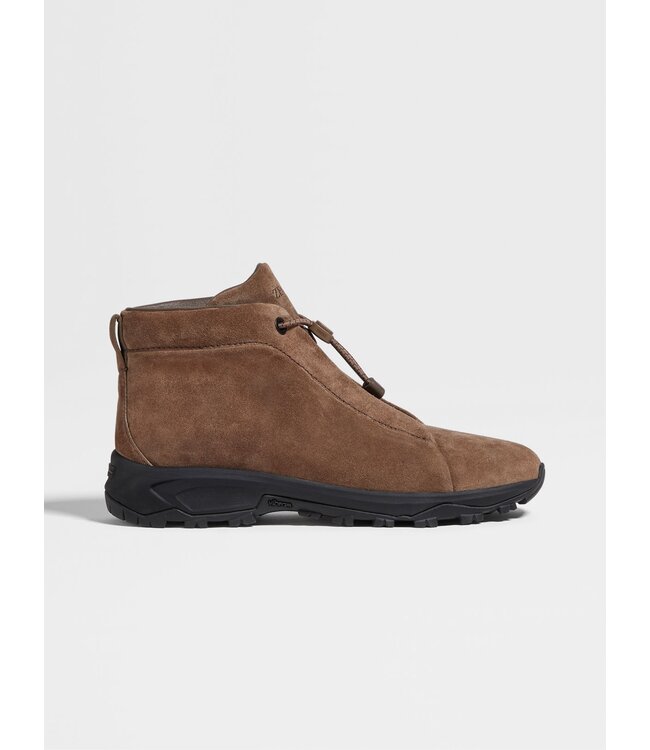 ZEGNA Bottes Triple Stitch™ Vetta en Veau Velours Marron