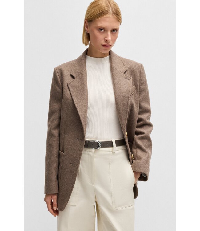 BOSS Ceinture en cuir italien, avec accessoires en argent poli