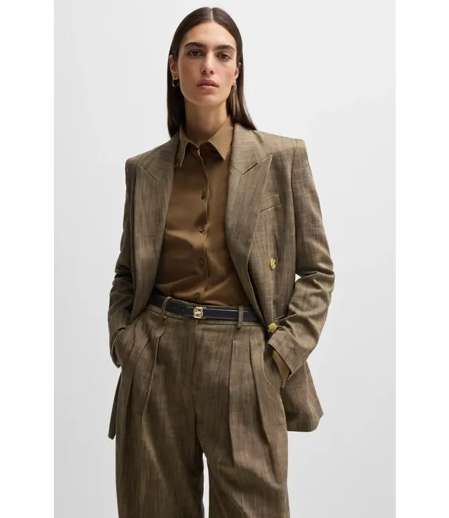 BOSS Reversible Italian-leather belt with Double B monogram buckle