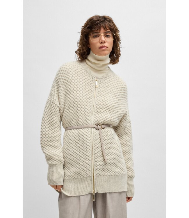 BOSS Ceinture en cuir suédé italien avec boucle logotée