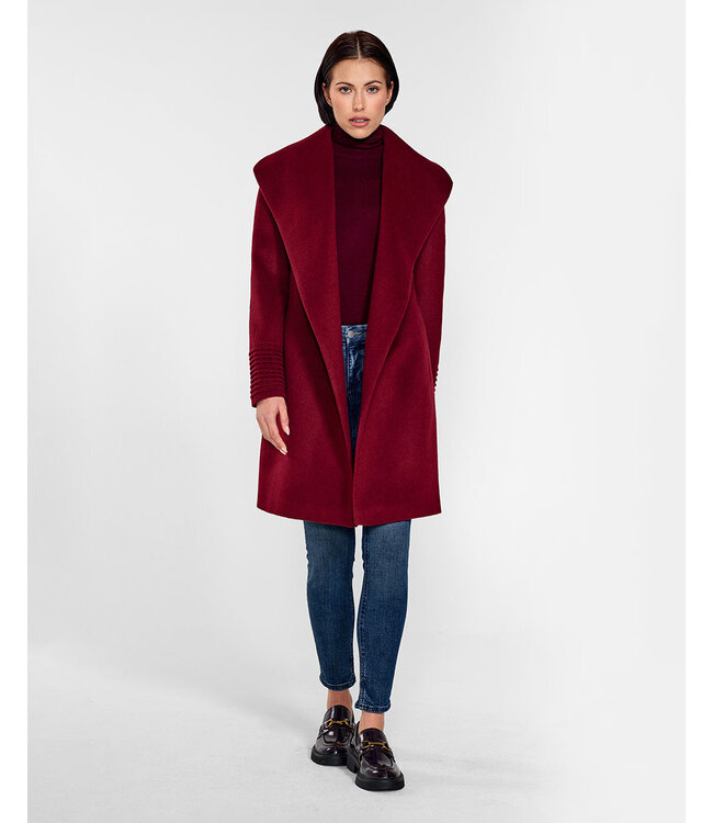 SENTALER Baby Alpaca Mid Length Shawl Collar Wrap Coat SEN23-92590