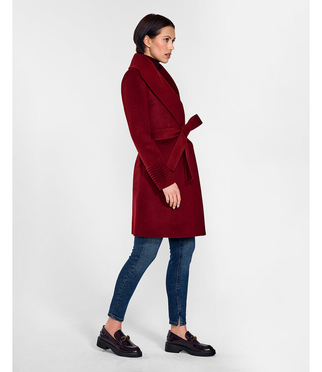 SENTALER Baby Alpaca Mid Length Shawl Collar Wrap Coat SEN23-92590