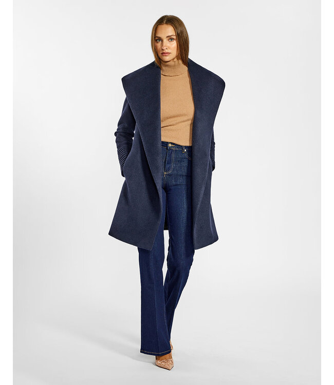 SENTALER Baby Alpaca Mid Length Shawl Collar Wrap Coat SEN23-92590