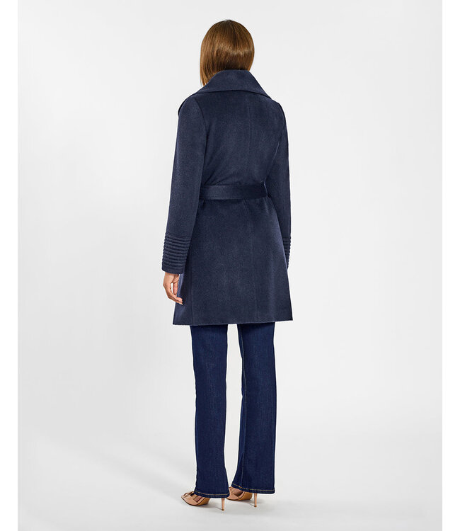 SENTALER Baby Alpaca Mid Length Shawl Collar Wrap Coat SEN23-92590