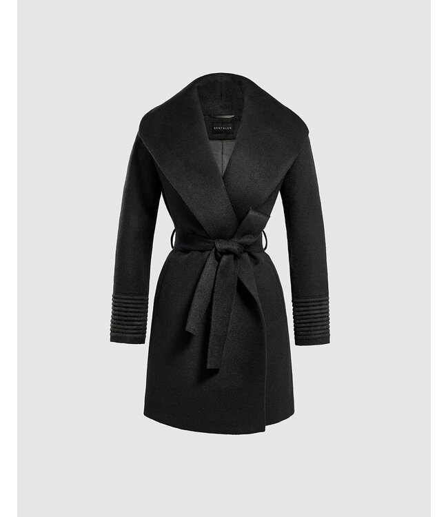 SENTALER Baby Alpaca Mid Length Shawl Collar Wrap Coat SEN23-92590