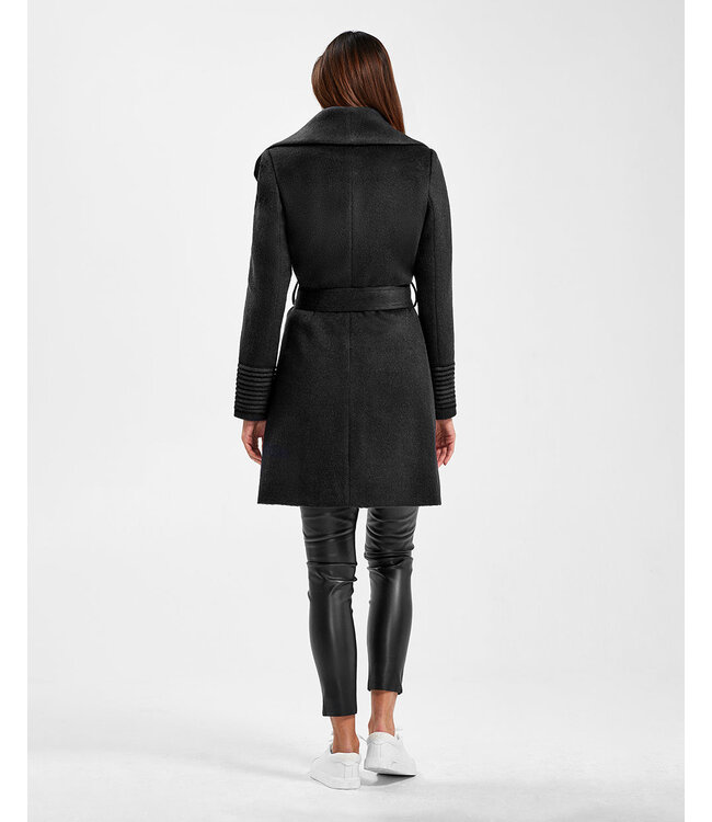 SENTALER Baby Alpaca Mid Length Shawl Collar Wrap Coat SEN23-92590