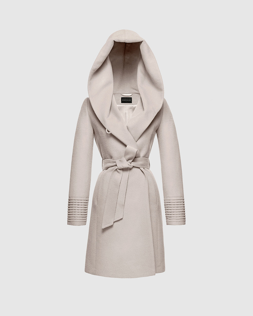 Baby Alpaca Mid Length Hooded Wrap Coat SEN17-51090