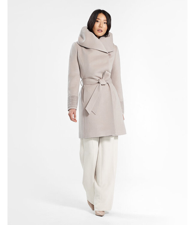 SENTALER Baby Alpaca Mid Length Hooded Wrap Coat