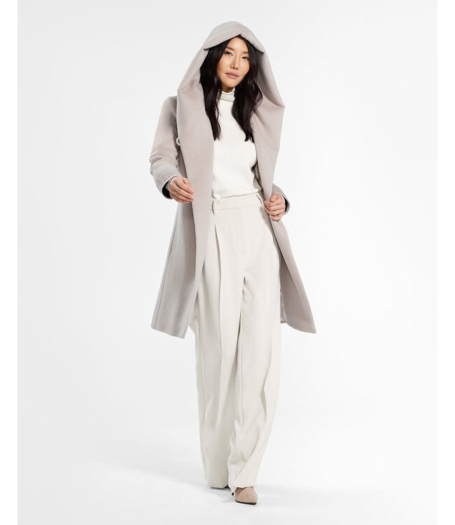 SENTALER Baby Alpaca Mid Length Hooded Wrap Coat