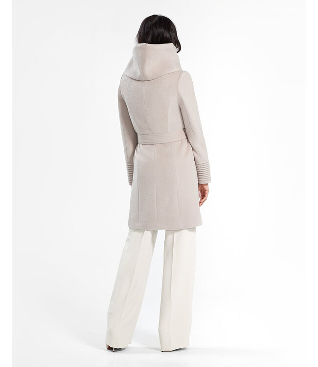 SENTALER Baby Alpaca Mid Length Hooded Wrap Coat SEN17-51090