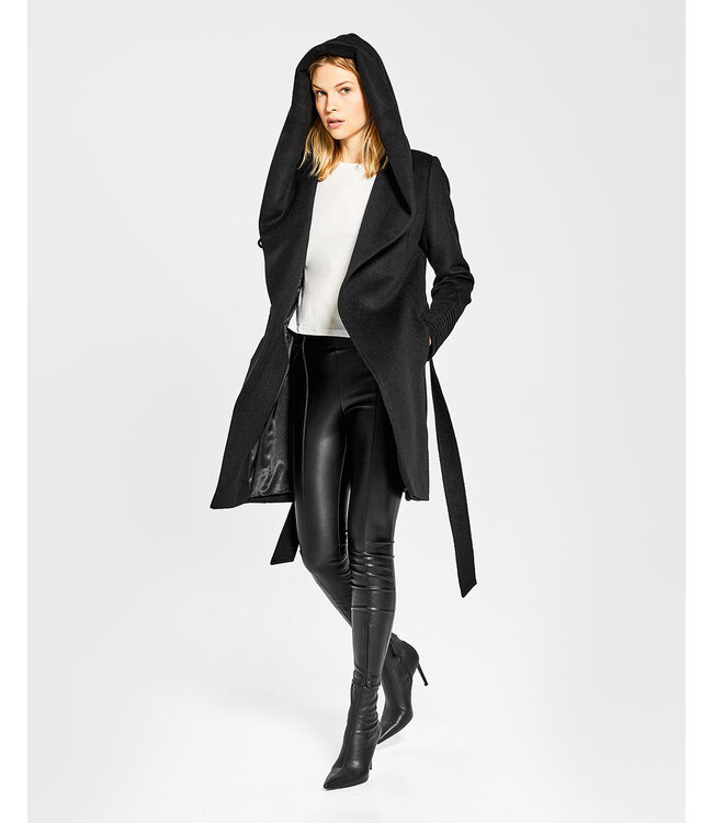 SENTALER Baby Alpaca Mid Length Hooded Wrap Coat SEN17-51090