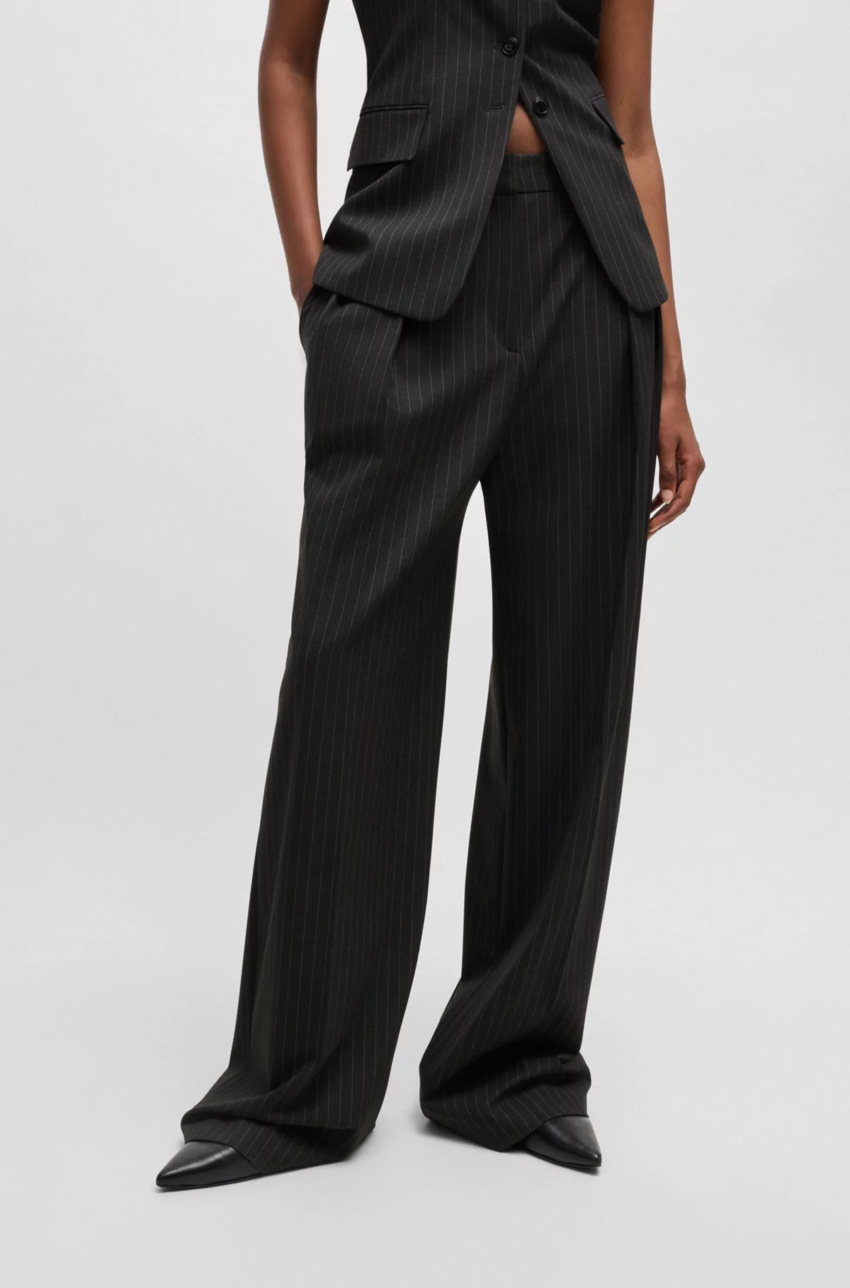 Regular-fit trousers in pinstripe stretch fabric