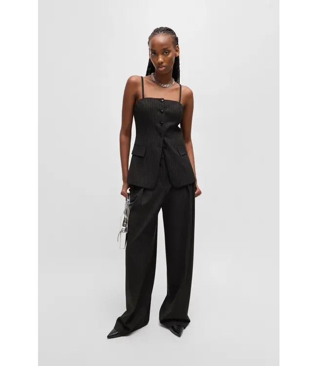 BOSS Pantalon à coupe régulière en tissu extensible à rayures