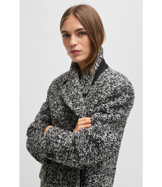 BOSS Manteau ajusté en tweed bouclé avec doublure matelassée