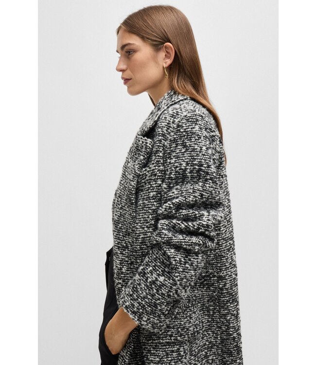 BOSS Manteau ajusté en tweed bouclé avec doublure matelassée