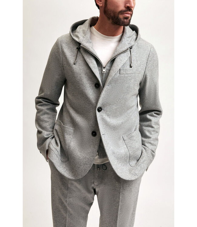 Manzoni24 Jersey wool jacket with detachable front part