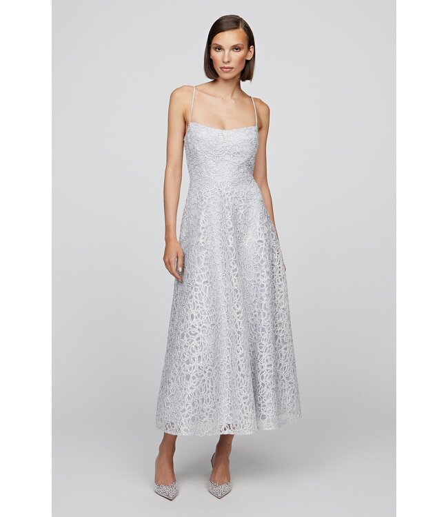 Theia Sleeveless Tulle Midi Dress