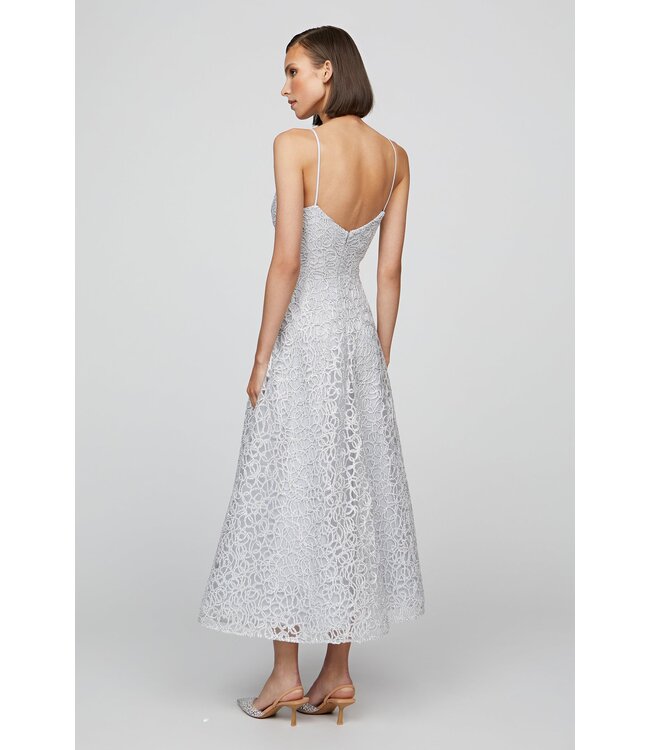 Theia Sleeveless Tulle Midi Dress