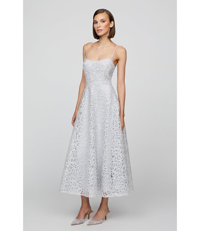 Theia Sleeveless Tulle Midi Dress