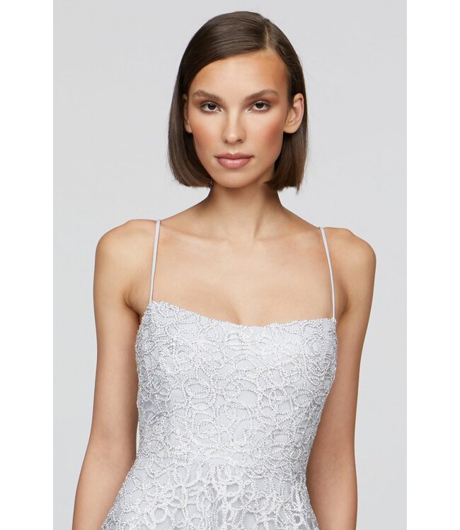Theia Sleeveless Tulle Midi Dress