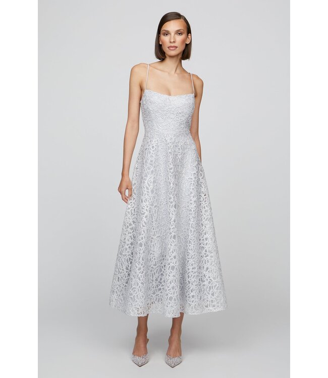 Theia Sleeveless Tulle Midi Dress