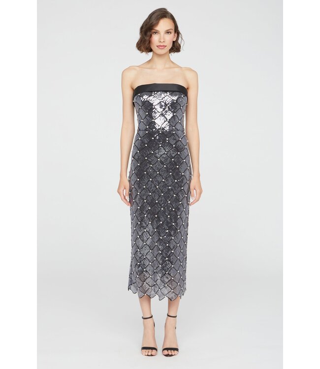 Theia Jewel Strapless Sequin Dress