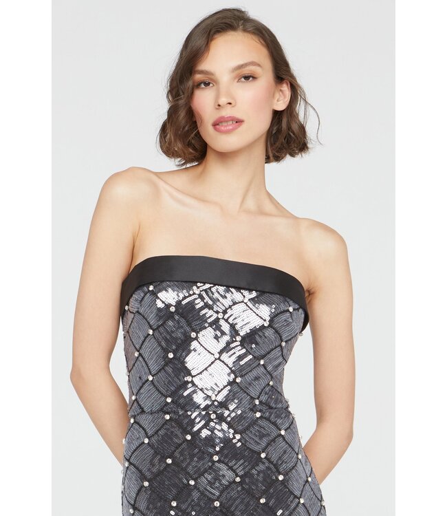 Theia Jewel Strapless Sequin Dress