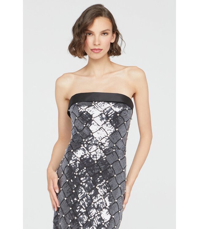 Theia Jewel Strapless Sequin Dress