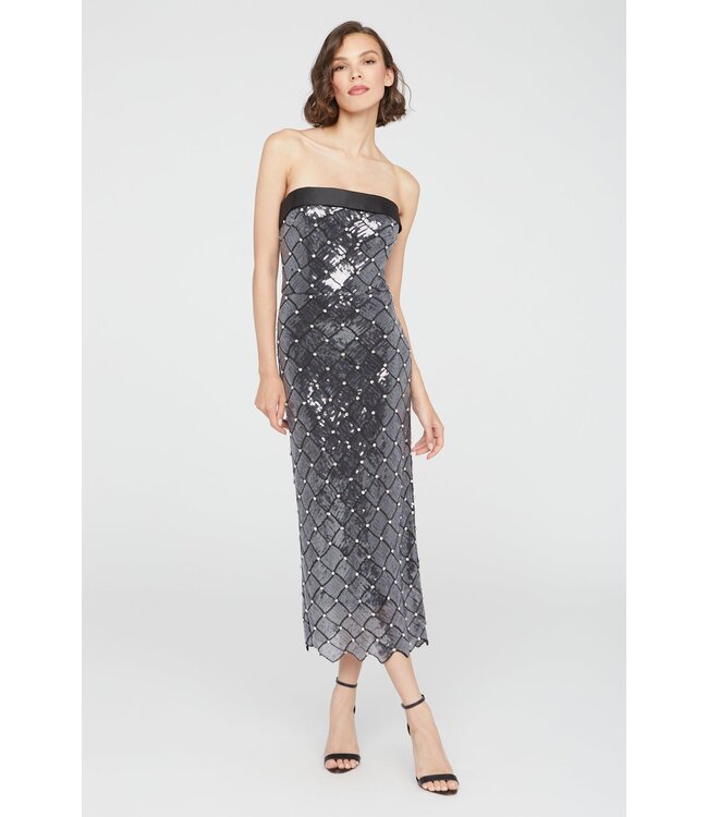 Theia Jewel Strapless Sequin Dress