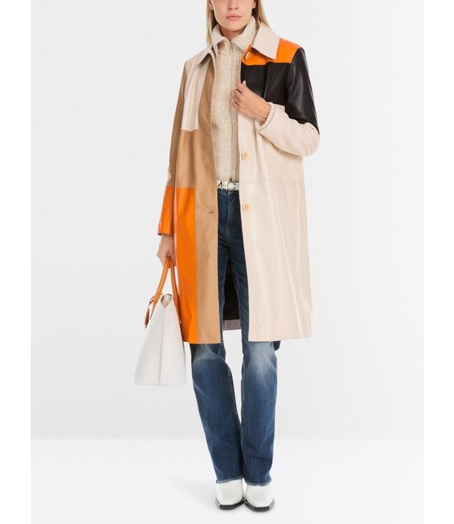 MARC CAIN Nappa leather block coat