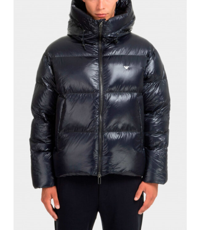 EMPORIO ARMANI Hooded Collar Brand Detailed Zippered Puffer