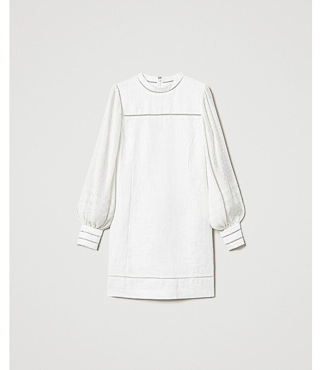 TWINSET Robe courte en lin et georgette