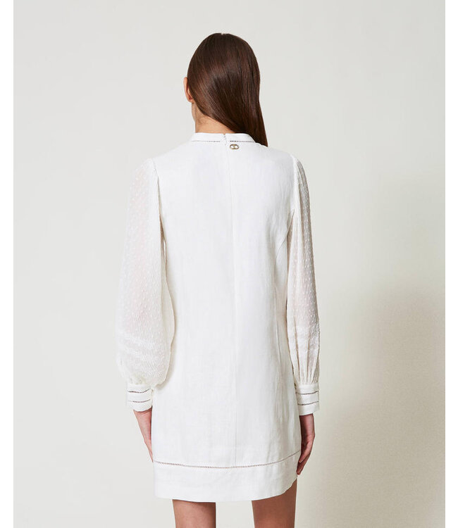 TWINSET Robe courte en lin et georgette