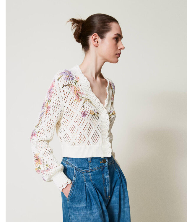 TWINSET Knit cardigan with floral print