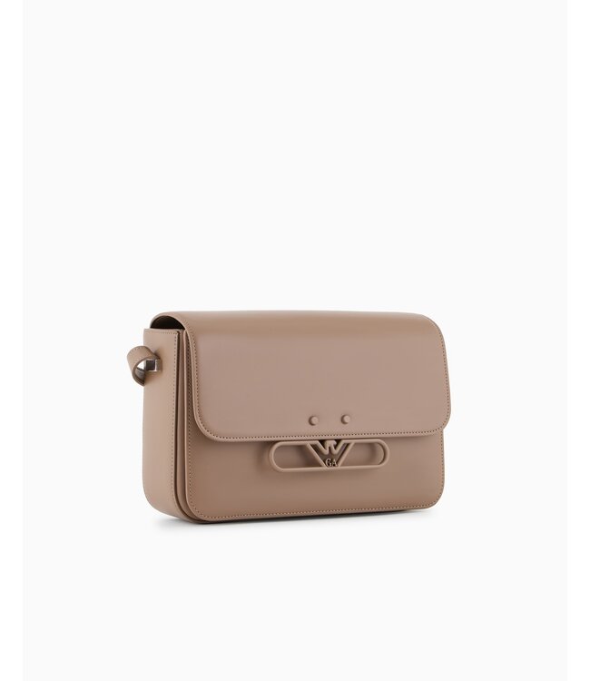 EMPORIO ARMANI Smooth leather shoulder bag with metal eagle logo