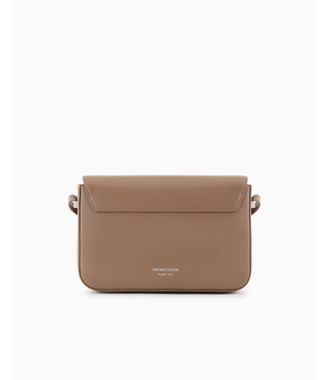 EMPORIO ARMANI Smooth leather shoulder bag with metal eagle logo