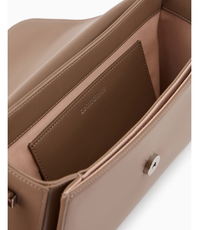 EMPORIO ARMANI Smooth leather shoulder bag with metal eagle logo