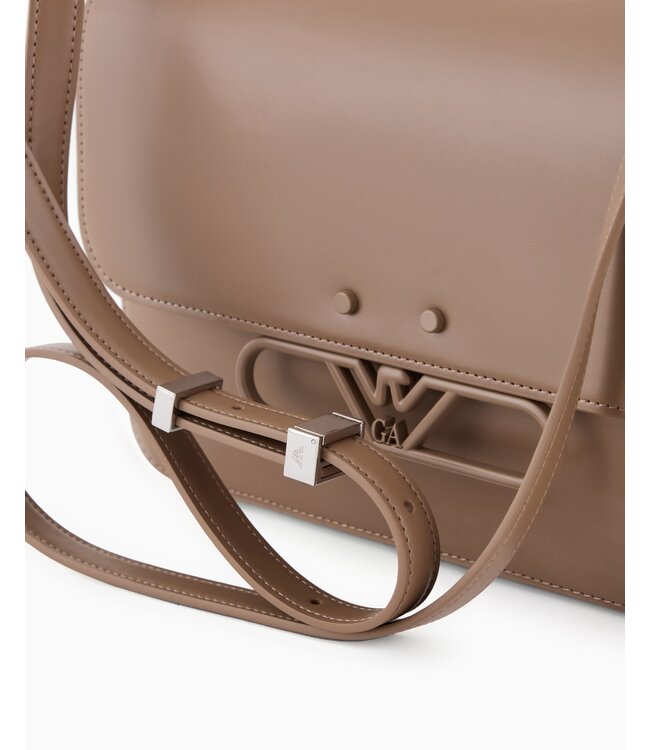 EMPORIO ARMANI Smooth leather shoulder bag with metal eagle logo